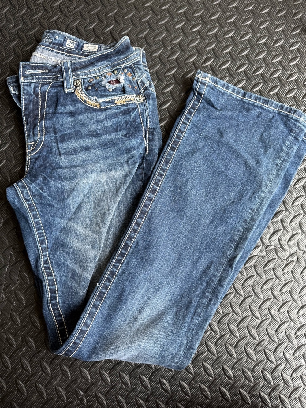 Miss Me Blue Embellished Mid Rise Boot Cut Jeans - Picture 3 of 3